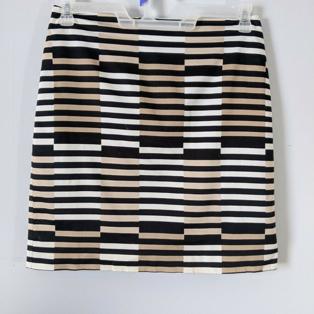 Retro Striped Geometric Pencil Skirt